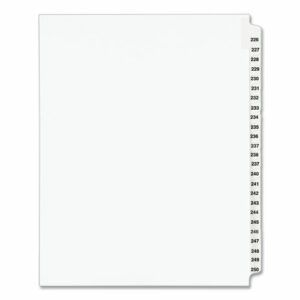 Preprinted Legal Exhibit Side Tab Index Dividers, Avery Style, 25-Tab, 226 to 250, 11 x 8.5, White, 1 Set, (1339)