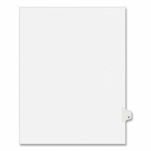 Preprinted Legal Exhibit Side Tab Index Dividers, Avery Style, 26-Tab, V, 11 x 8.5, White, 25/Pack, (1422)