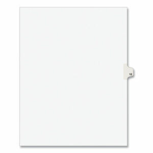 Preprinted Legal Exhibit Side Tab Index Dividers, Avery Style, 10-Tab, 12, 11 x 8.5, White, 25/Pack