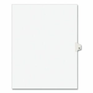 Preprinted Legal Exhibit Side Tab Index Dividers, Avery Style, 10-Tab, 13, 11 x 8.5, White, 25/Pack