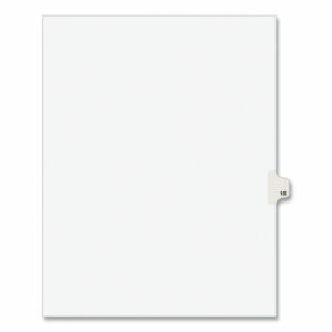 Preprinted Legal Exhibit Side Tab Index Dividers, Avery Style, 10-Tab, 15, 11 x 8.5, White, 25/Pack