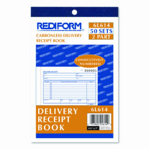 Delivery Receipt Book, Three-Part Carbonless, 6.38 x 4.25, 50 Forms Total