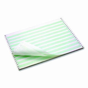 Continuous Feed Computer Paper, 1-Part, 18 lb Bond Weight, 11 x 14.88, White/Green Bar, 3,000/Carton