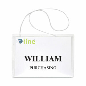 Name Badge Kits, Top Load, 4 x 3, Clear, Elastic Cord, 50/Box