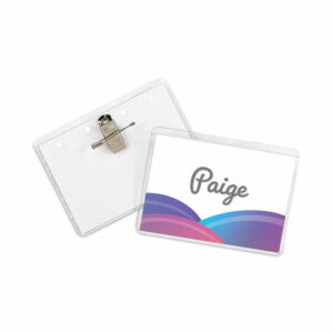 Name Badge Kits, Top Load, 3 1/2 x 2 1/4, Clear, Combo Clip/Pin, 50/Box