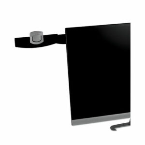 Swing Arm Copyholder, Adhesive Monitor Mount, 30 Sheet Capacity, Plastic, Black/Silver Clip