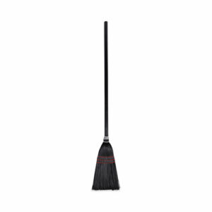 Flag Tipped Poly Lobby Brooms, Flag Tipped Poly Bristles, 38" Overall Length, Natural/Black, 12/Carton