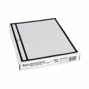 Stitched Shop Ticket Holders, Super Heavy-Duty, Top Load 11 x 8.5 Insert, Clear Front, Black Border, 25/Box
