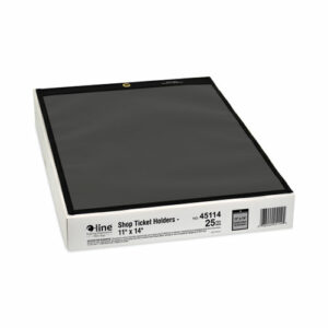 Stitched Shop Ticket Holders, Super Heavy-Duty, 11 x 14 Insert, Clear Front, Black Pressboard Back, Black Border, 25/Box