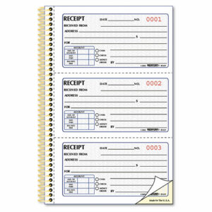 Gold Standard Money Receipt Book, Two-Part Carbonless, 5 x 2.75, 3 Forms/Sheet, 225 Forms Total