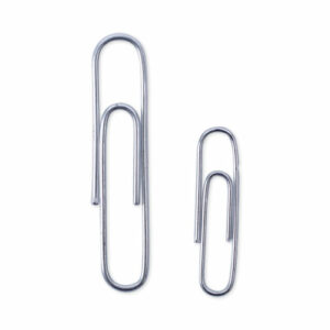 Plastic-Coated Paper Clips with Two-Compartment Dispenser Tub, (750) #2 Clips, (250) Jumbo Clips, Silver