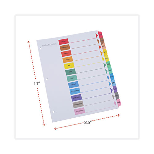 Deluxe Table of Contents Dividers for Printers, 12-Tab, Jan. to Dec., 11 x 8.5, White, 1 Set - Image 3