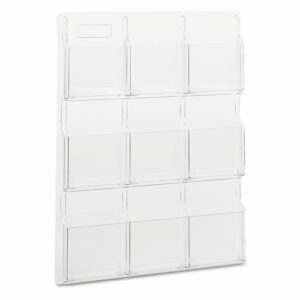 Reveal Clear Literature Displays, 9 Compartments, 30w x 2d x 36.75h, Clear