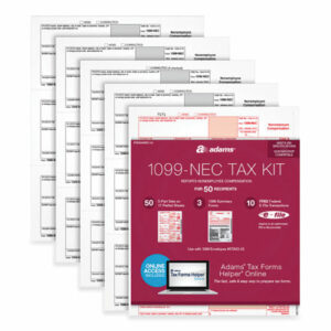 1099-NEC + 1096 Tax Form Bundle, Inkjet/Laser, Fiscal Year: 2023, 5-Part, 8.5 x 3.67, 3 Forms/Sheet, 24 Forms Total