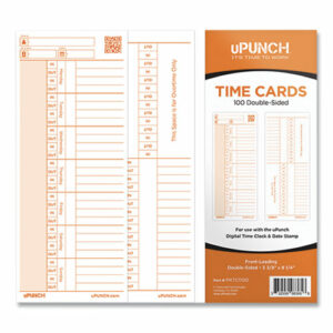 Time Clock Cards for PK1100 Time Clock, Two Sides, 3.38 x 8.25, 100/Pack