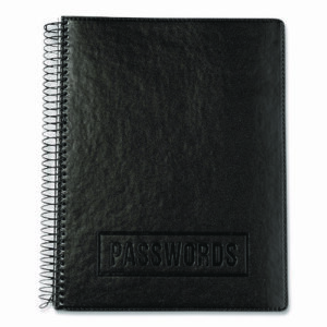 Executive Format Password Log Book, User-Name/Password Format, Black Cover, (72) 10 x 7.6 Sheets