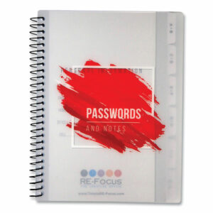 Pocket-Size Password Log Book, User-Name/Password Format, White/Red Cover, (60) 7 x 5.5 Sheets