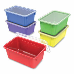 Cubby Bin with Lid, 2 gal, 8.2 x 12.5 x 11.5, Assorted Colors, 5/Pack