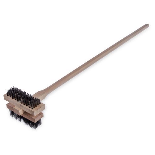 Sparta Broiler Master Grill Brush and Scraper with Handle, Metal Bristles, 48" Natural Wood Handle - Image 2