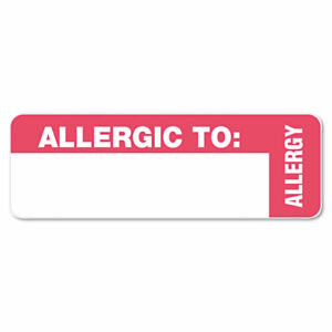 Medical Labels, ALLERGIC TO, 1 x 3, White, 500/Roll