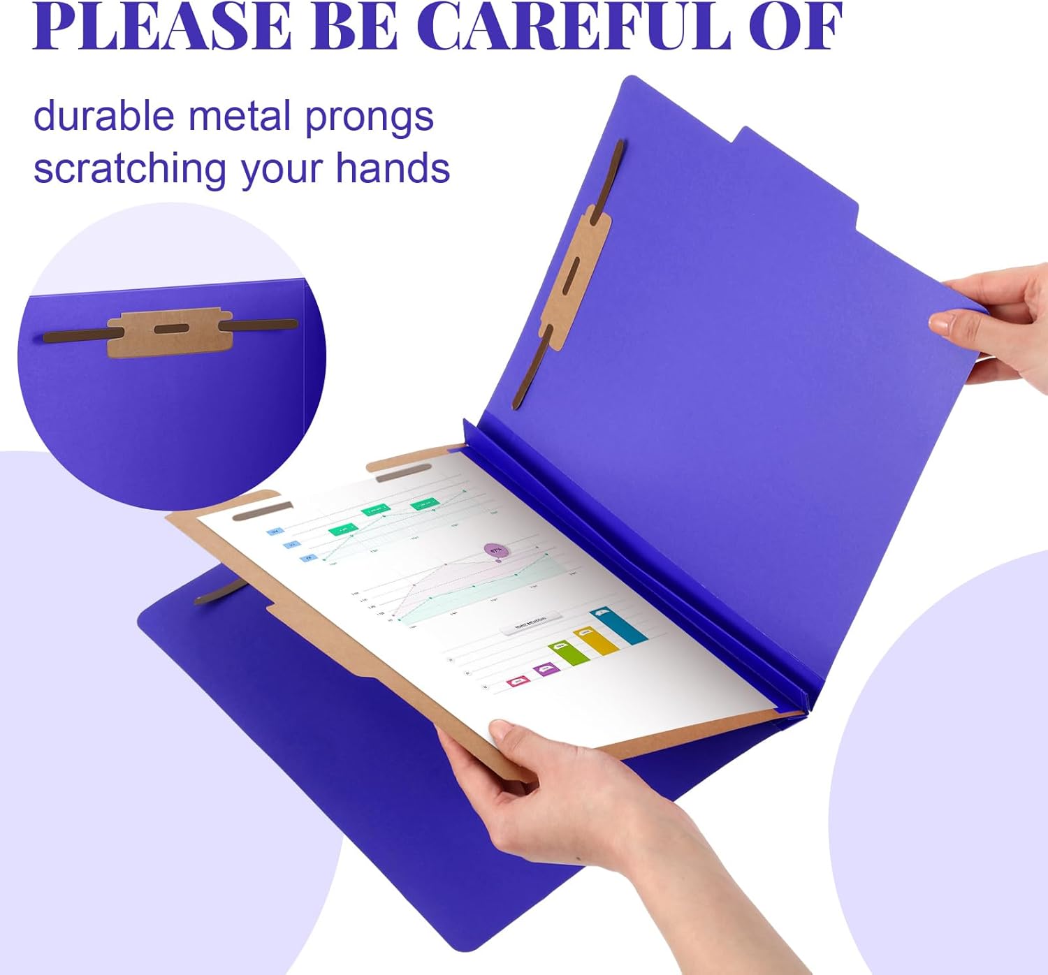 Skyygemm 60 Pcs Classification Folders Letter Size, 1 Divider Pressboard File Folder with Fasteners, Expanding File Organizer - Image 2