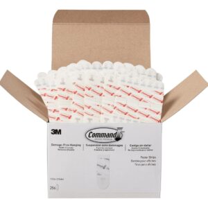 Command Poster Strips, Damage Free Hanging Poster Hangers, No Tools Wall Hanging Strips for Posters, 256 White Command Adhesive Strips