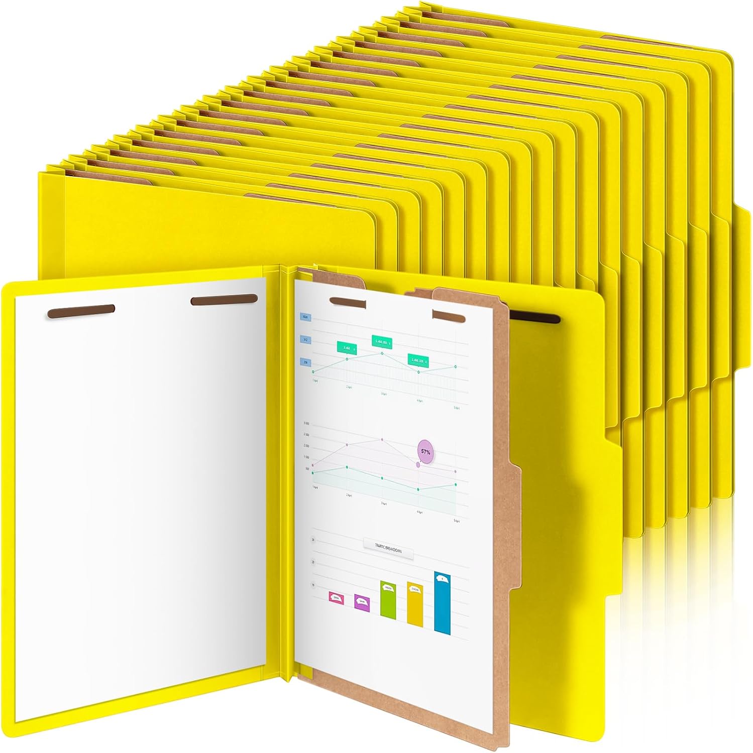 Skyygemm 60 Pcs Classification Folders Letter Size, 1 Divider Pressboard File Folder with Fasteners, Expanding File Organizer - Image 5