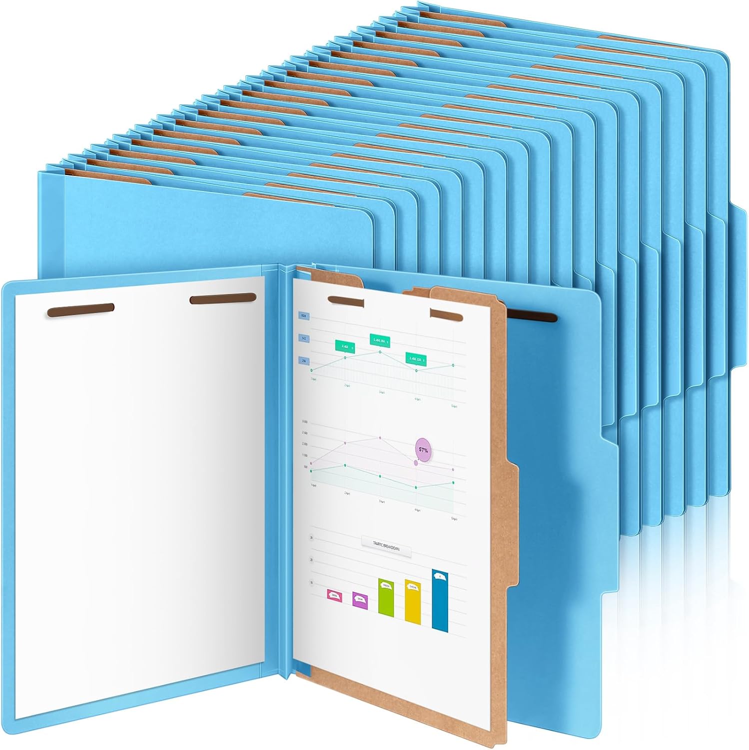 Skyygemm 60 Pcs Classification Folders Letter Size, 1 Divider Pressboard File Folder with Fasteners, Expanding File Organizer - Image 8