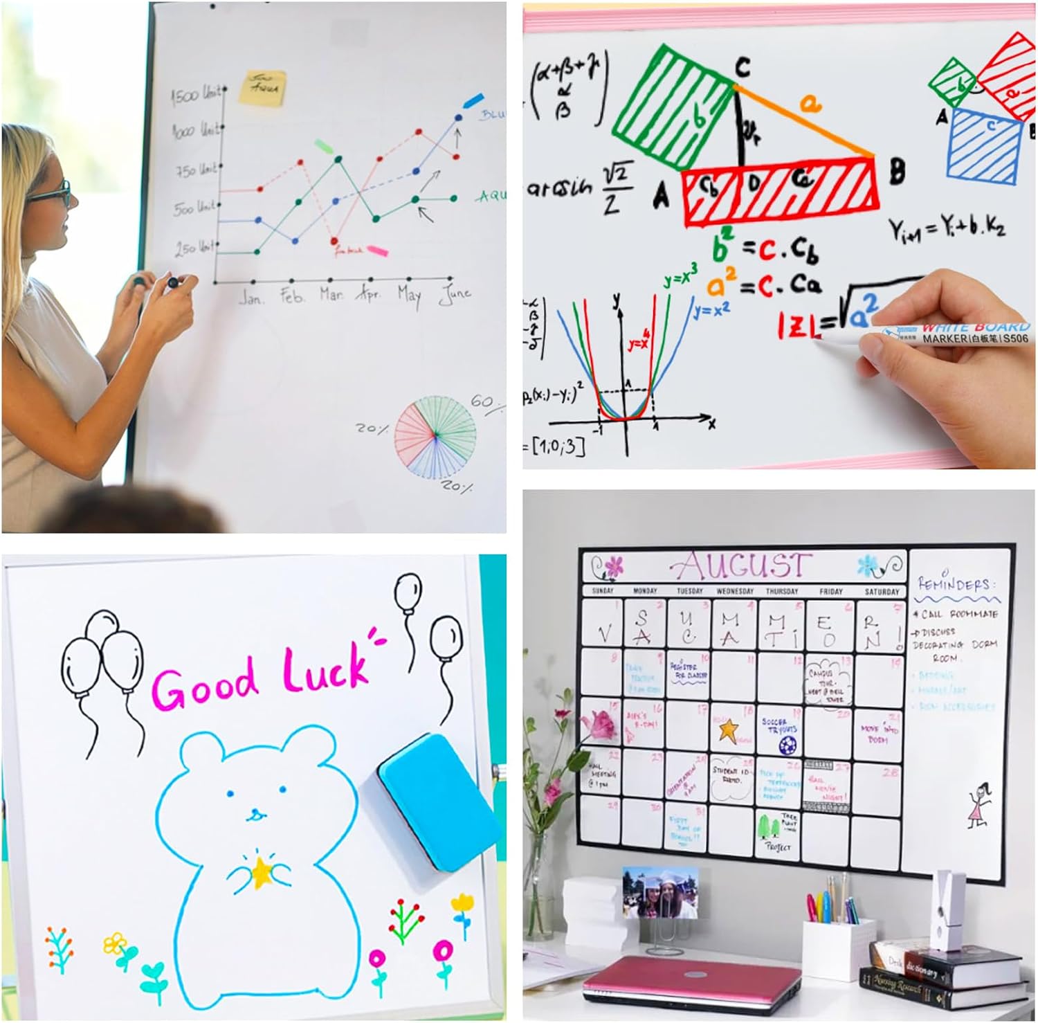 colpart Whiteboard Marker Black Foil Pen 72 Pieces 6 Colours Wipe Clean Black Whiteboard Pens with Fine Tip for School, Office and Home - Image 3