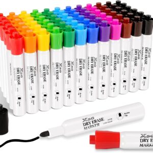 colpart Whiteboard Marker Black Foil Pen 72 Pieces 6 Colours Wipe Clean Black Whiteboard Pens with Fine Tip for School, Office and Home