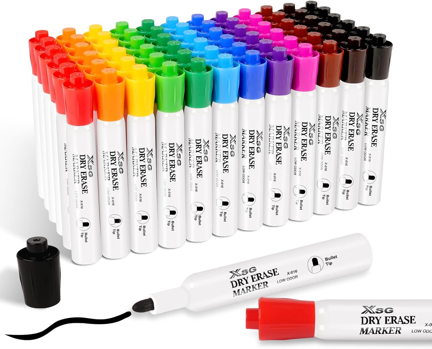 colpart Whiteboard Marker Black Foil Pen 72 Pieces 6 Colours Wipe Clean Black Whiteboard Pens with Fine Tip for School, Office and Home