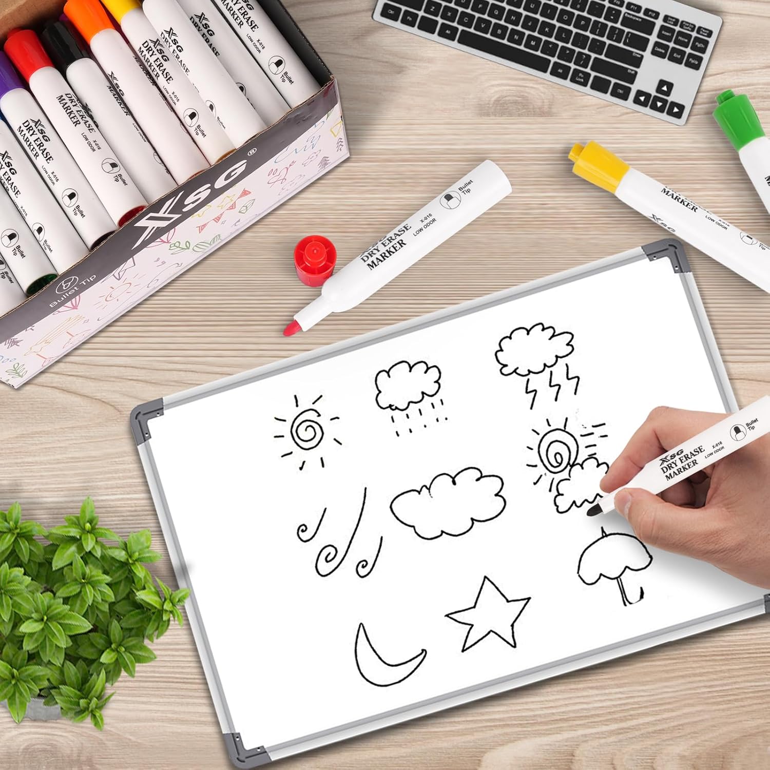 colpart Whiteboard Marker Black Foil Pen 72 Pieces 6 Colours Wipe Clean Black Whiteboard Pens with Fine Tip for School, Office and Home - Image 7