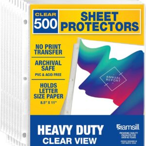 Samsill Heavy Duty Sheet Protectors for 3 Ring Binders, 8.5 x 11 Clear Page Protectors, Plastic Sleeves & Report Covers, Acid Free Archival Safe Document Protectors