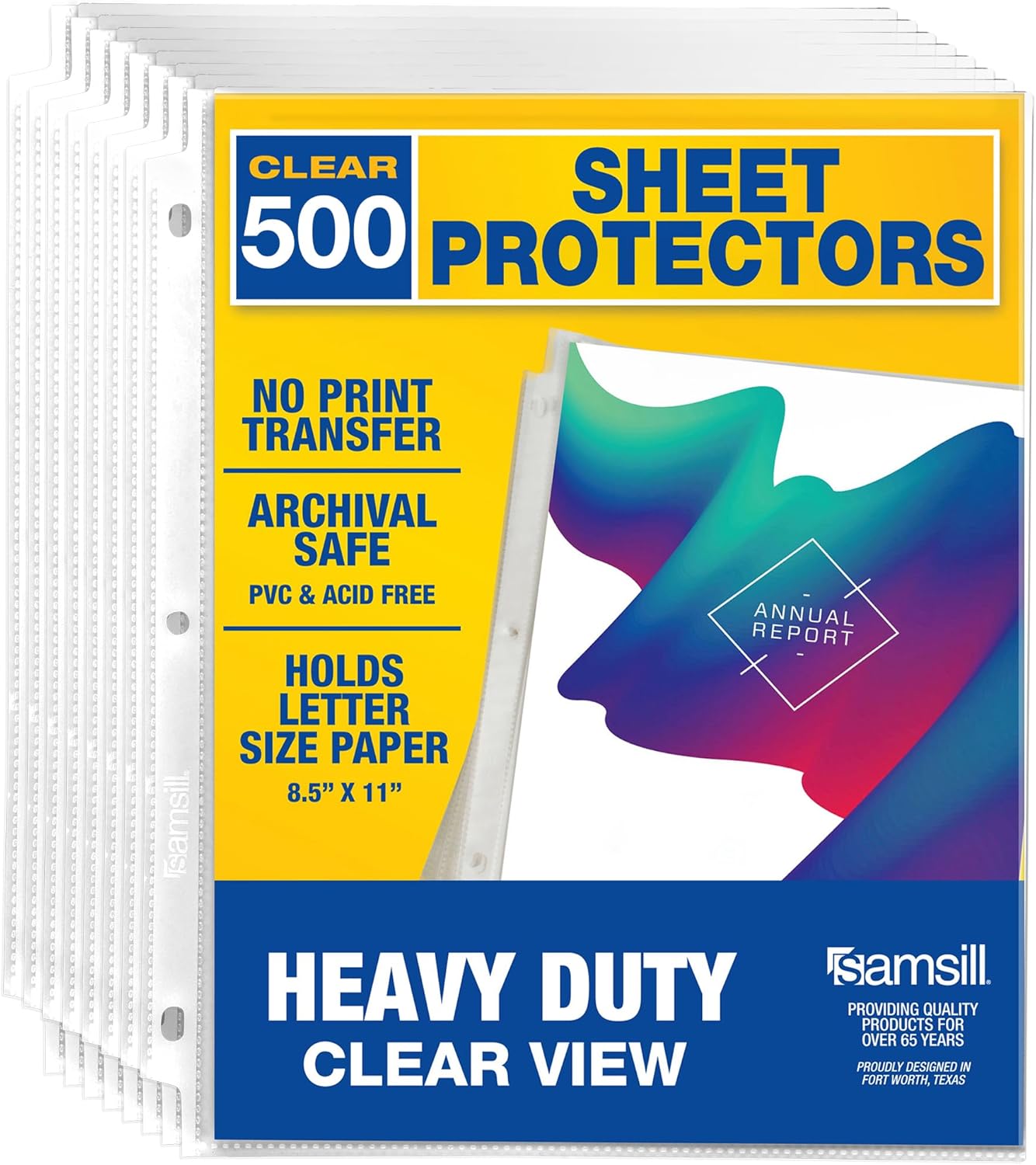 Samsill Heavy Duty Sheet Protectors for 3 Ring Binders, 8.5 x 11 Clear Page Protectors, Plastic Sleeves & Report Covers, Acid Free Archival Safe Document Protectors